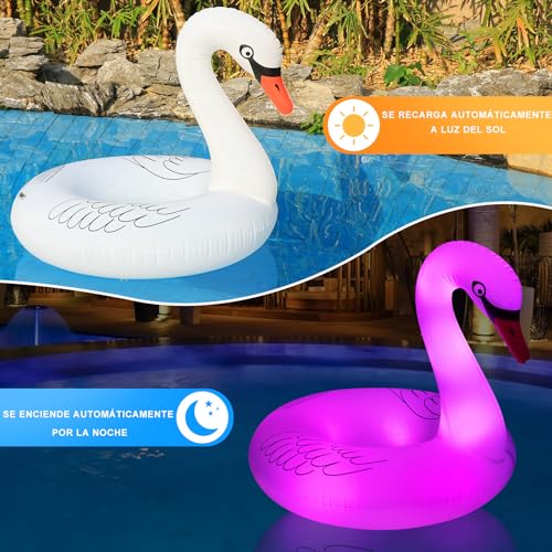 Thumbnail 1 de DeeprBling Cisne Hinchable Piscina con Luces Solares: Flotador Gigante para Adultos