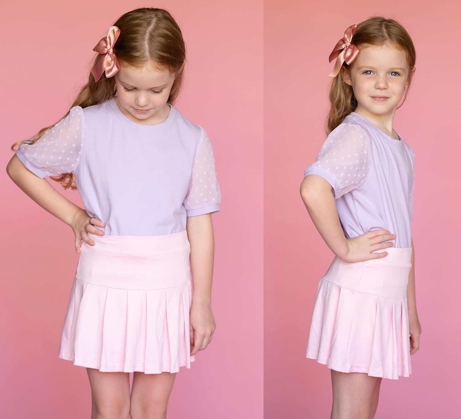 Detalle de Arshiner gonna da bambina a pieghe vita alta con pantaloncini interni e tasche per tennis 6-13 anni