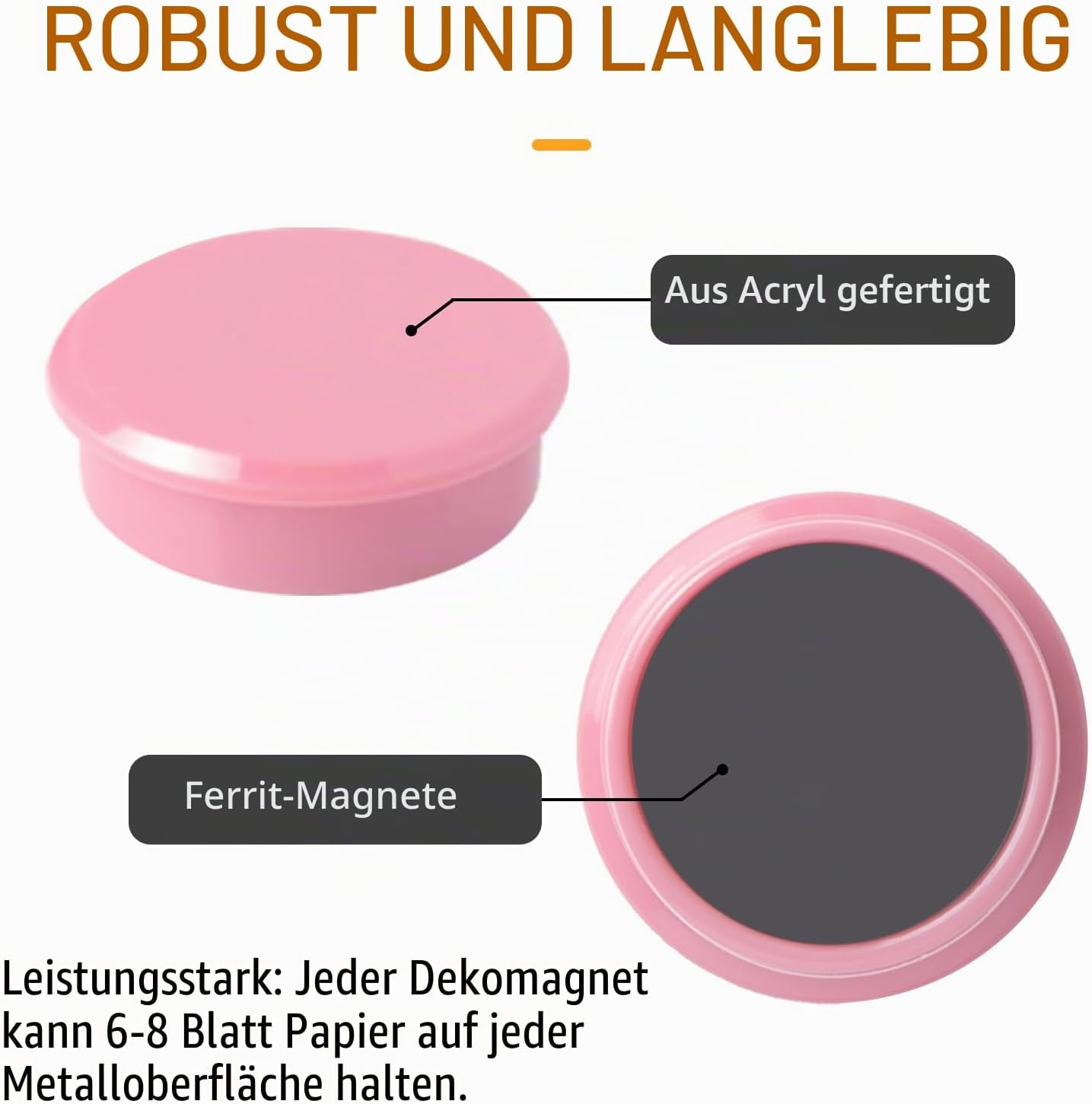 Detalle de QOJOPU 30 Stück starke Magnetkugeln – Runde rosa Mini-Magnete für Whiteboard, Kühlschrank & Pinnwand