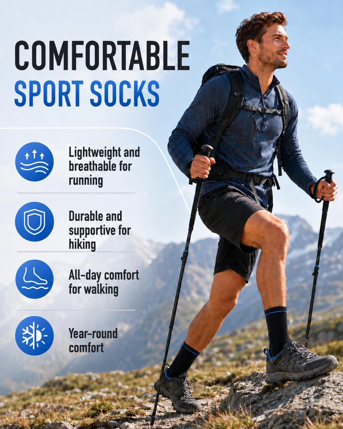 Detalle de SukModen Padded Cotton Work Socks, 6/10 Pairs, Reinforced Heel and Toe