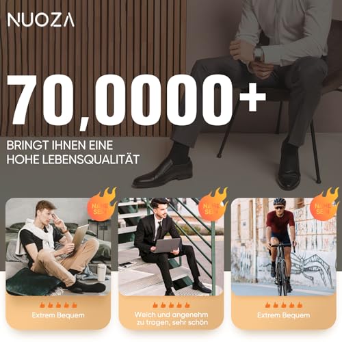 Thumbnail 6 de NUOZA 12 Paar Socken Damen 35-38 Schwarz – Baumwolle, atmungsaktiv, lange Sportsocken für Freizeit, Büro und Sport
