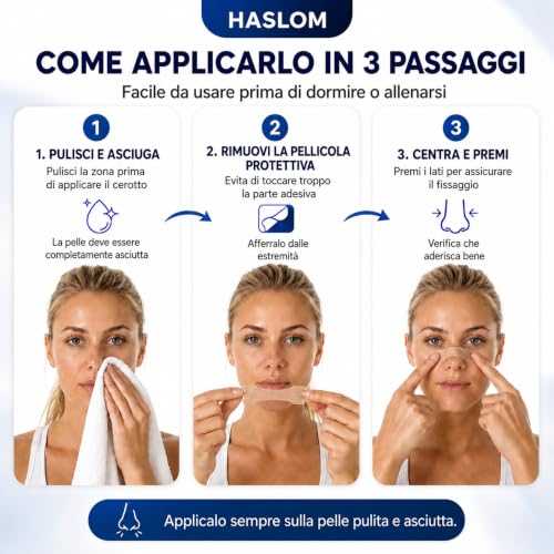 Detalle de HASLOM 60 cerotti nasali Antirussamento Sport - Cerotti nasali per respirazione migliorata