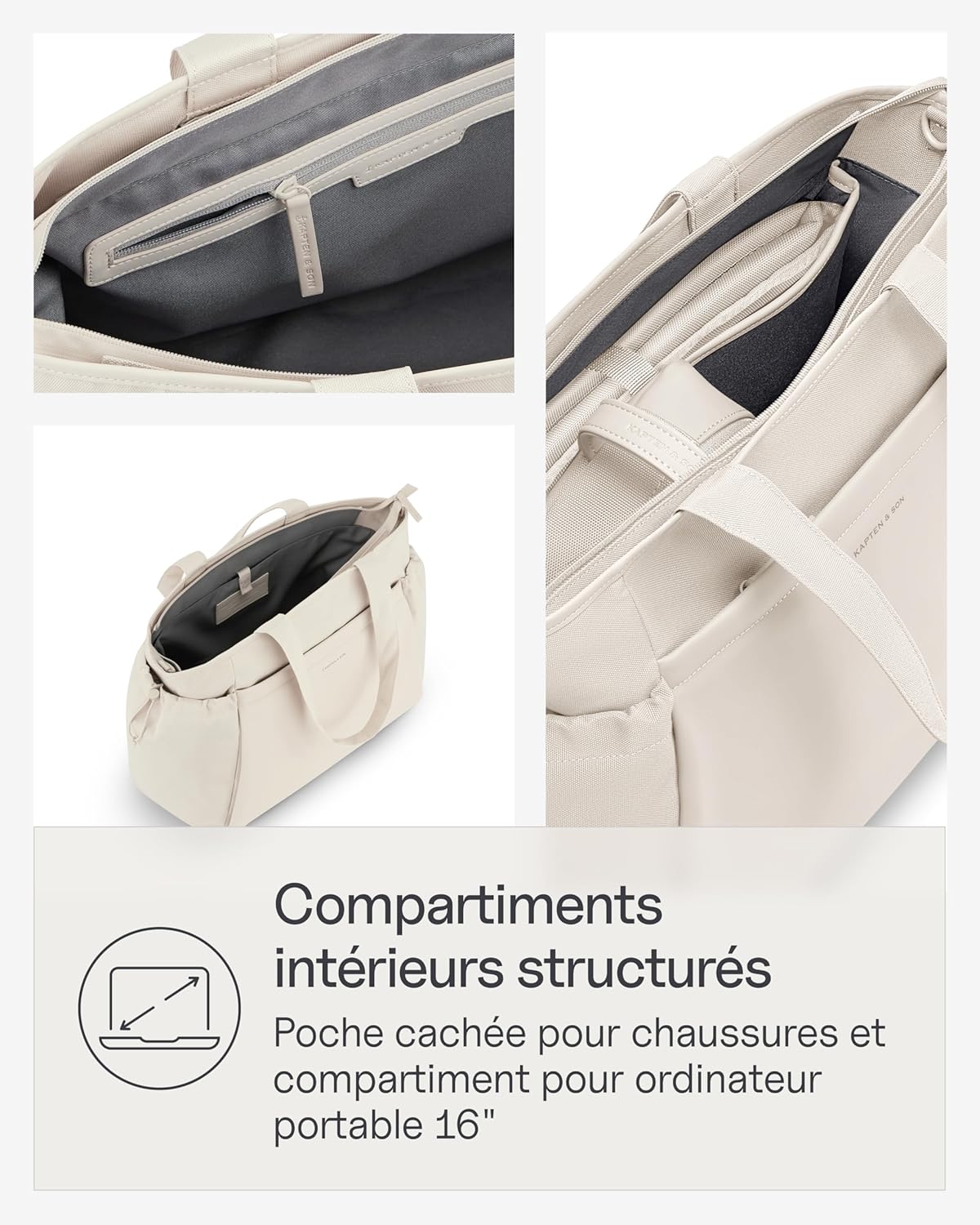 Detalle de Kapten & Son Shopper Hellvi Diaper Set: sac à langer 25 L avec fixation poussette et valise, trousse de toilette incluse