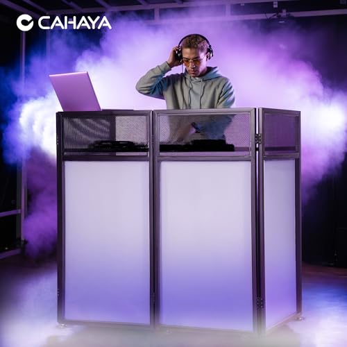 Detalle de CAHAYA Cabina DJ Portátil – Mesa DJ Plegable con Esquinas Dobles y Pantallas de Iluminación