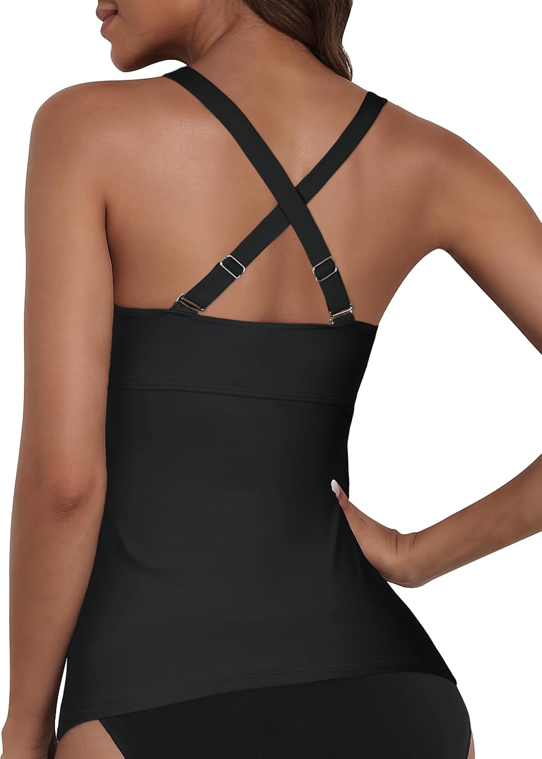 Thumbnail 3 de Hilor Women's Underwire Tankini Top with Tummy Control and V-Neck Cross Front
