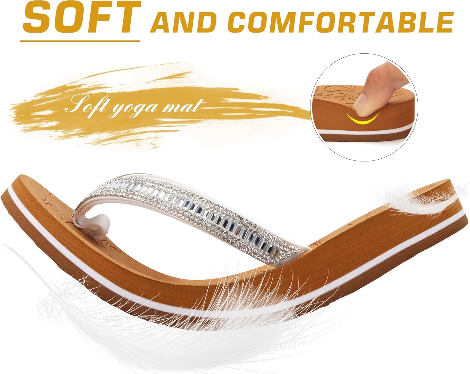 Thumbnail 4 de ONCAI Damen Zehentrenner Flip Flops mit Glitter – Orthopädischer Halt, Memory Foam Einlage 36–43 EU