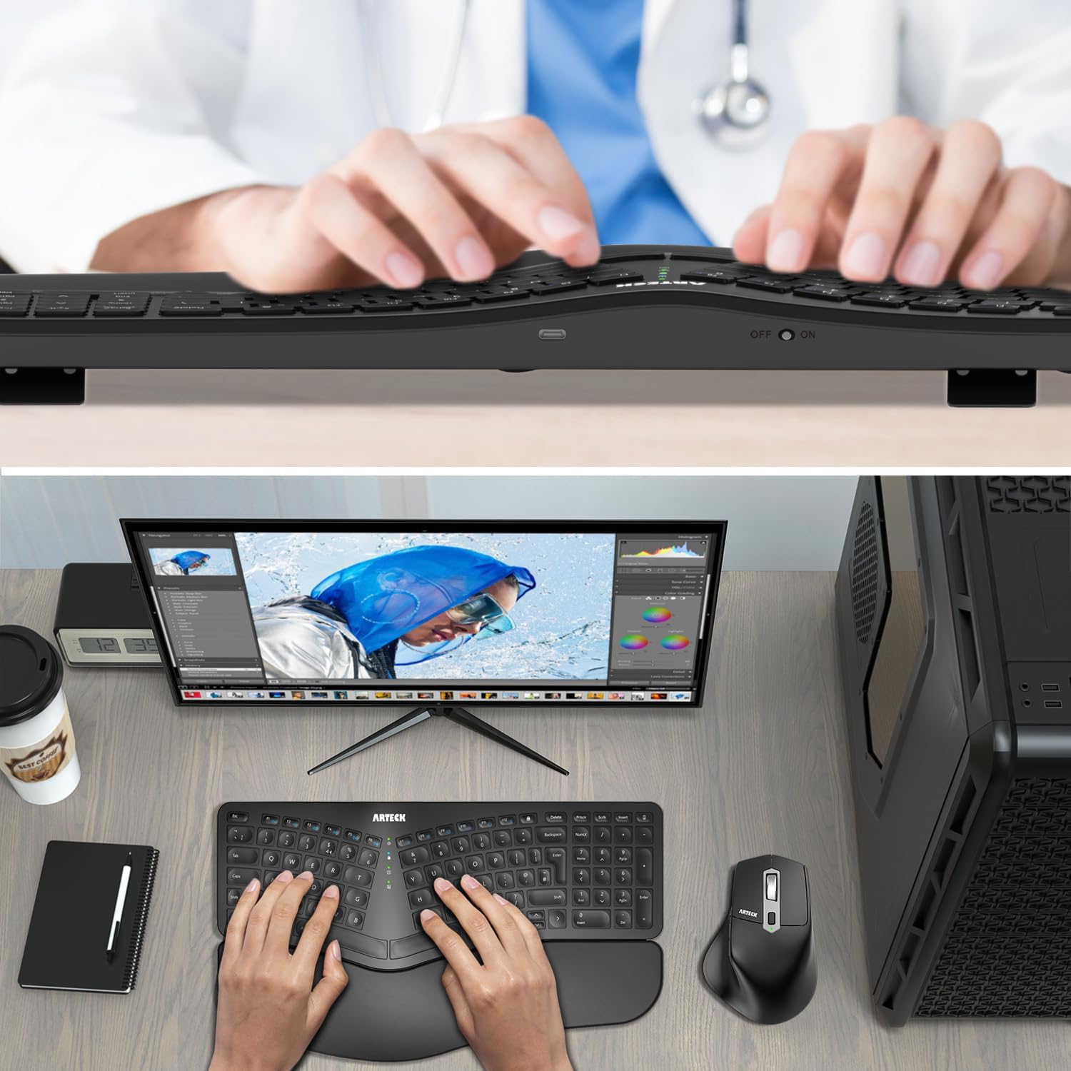 Thumbnail 6 de Arteck Split Ergonomic Keyboard with 2.4G wireless comfort ⌨️