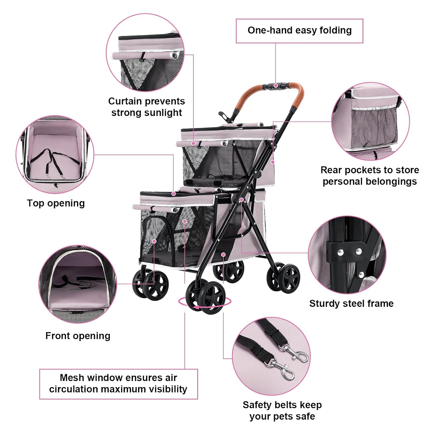 Detalle 1 de Joyfultails Hundebuggy Faltbar 20 kg