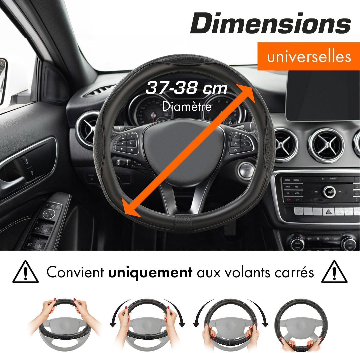 Detalle de Upgrade4cars Couvre Volant Forme D 37-38 cm