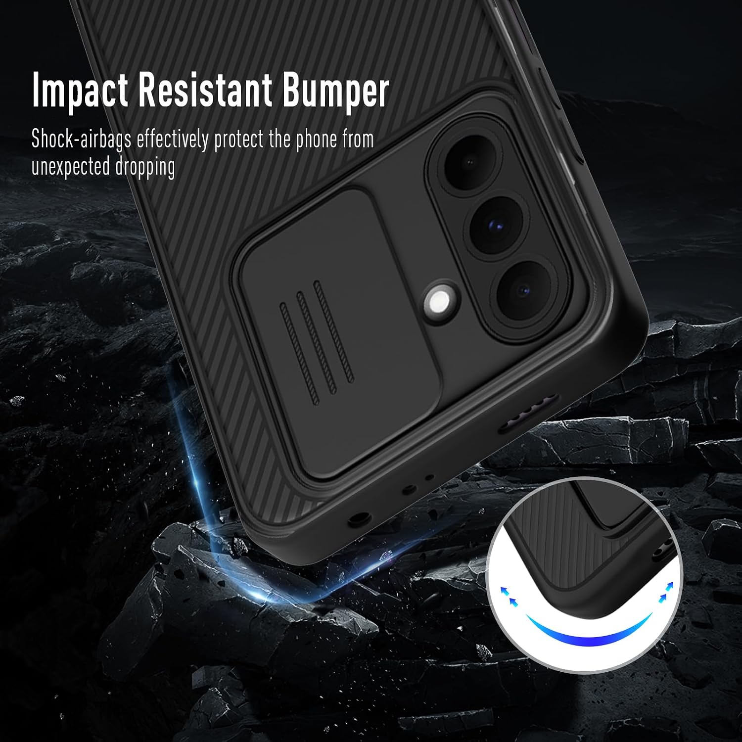 Thumbnail 1 de Coque XTCASE pour Samsung Galaxy A56 5G : étui fin avec protection caméra coulissante et anti-rayures (noir)