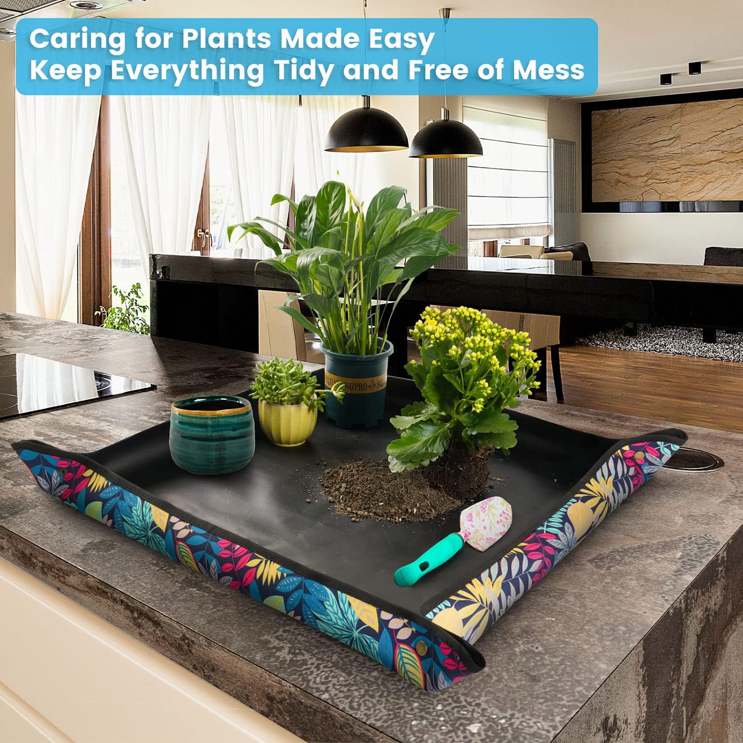 Detalle de Onlysuki Waterproof Potting Mat, 29.5" x 29.5", Foldable Oxford Fabric
