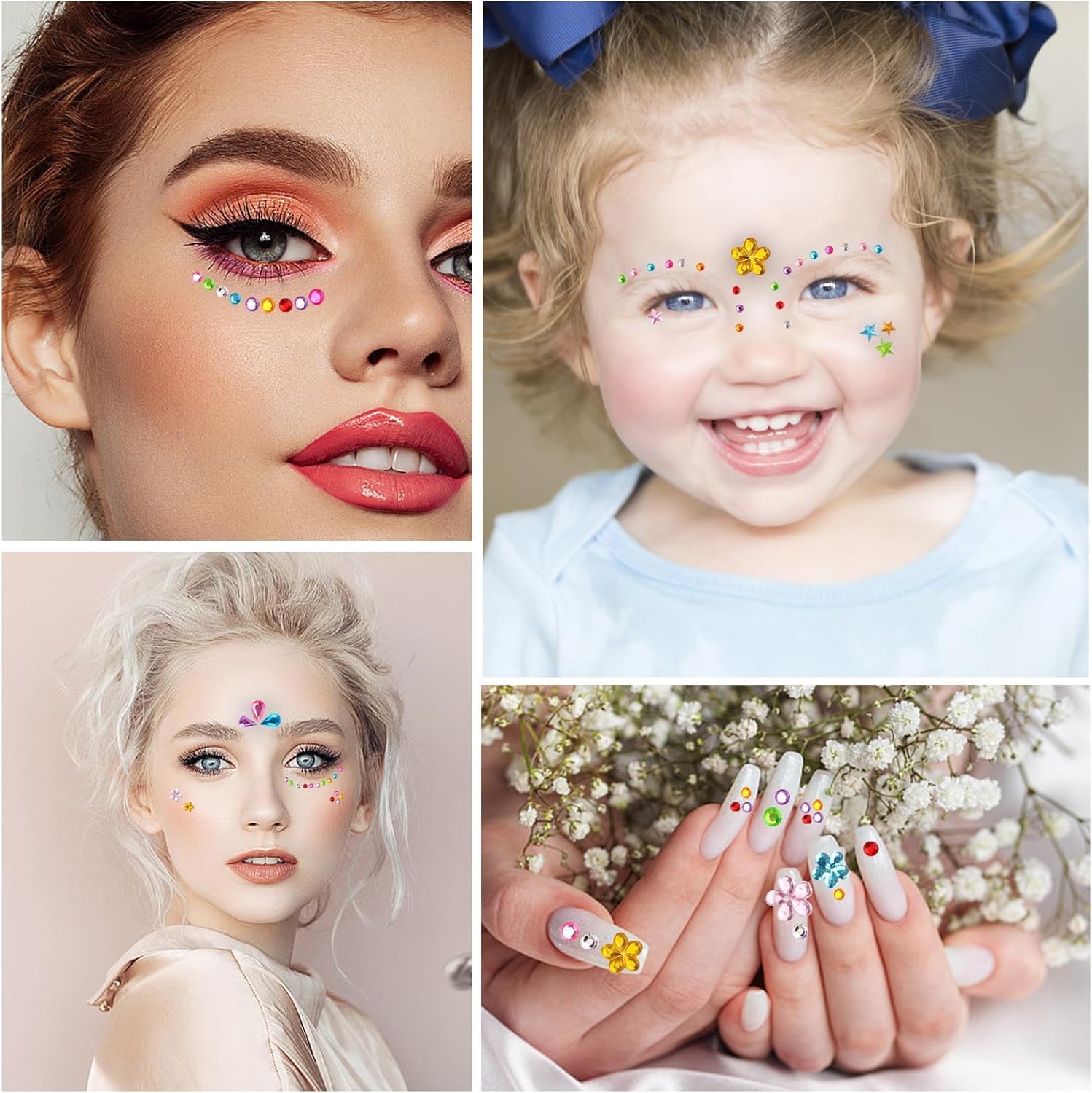 Thumbnail 5 de Moosono 3500 Stück Glitzersteine Selbstklebend – bunt, Acryl, Bastelglitzer für Kinder