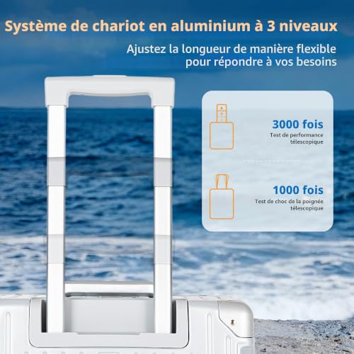 Detalle 2 de ALPHA CAMP Valise XXL 105 L en polycarbonate, cadre aluminium et serrures TSA