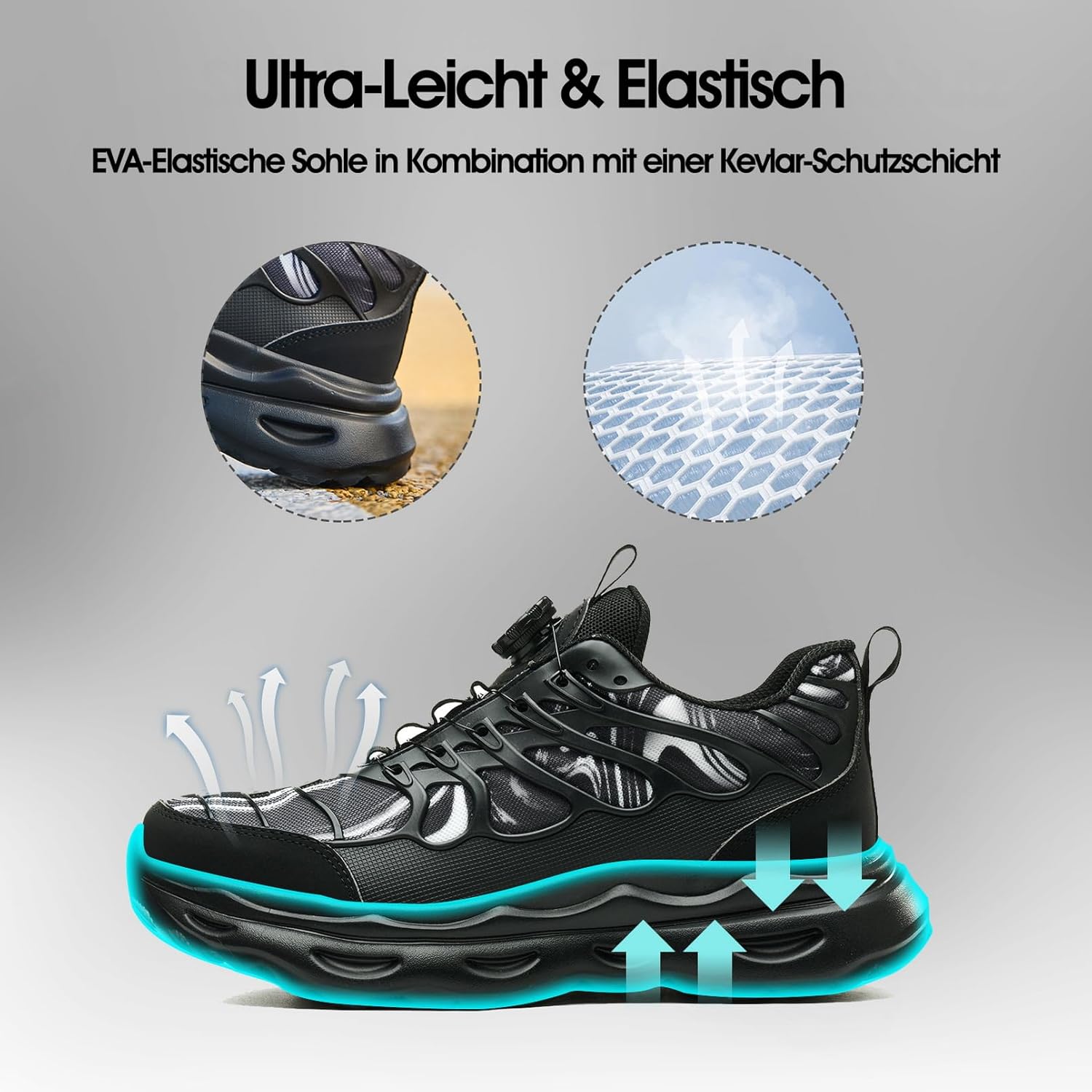 Detalle de Scarpe Antinfortunistiche Leggere Uomo/Donna con Chiusura a Bottone – Impermeabili, Antiscivolo e Ammortizzate per Sicurezza e Comfort