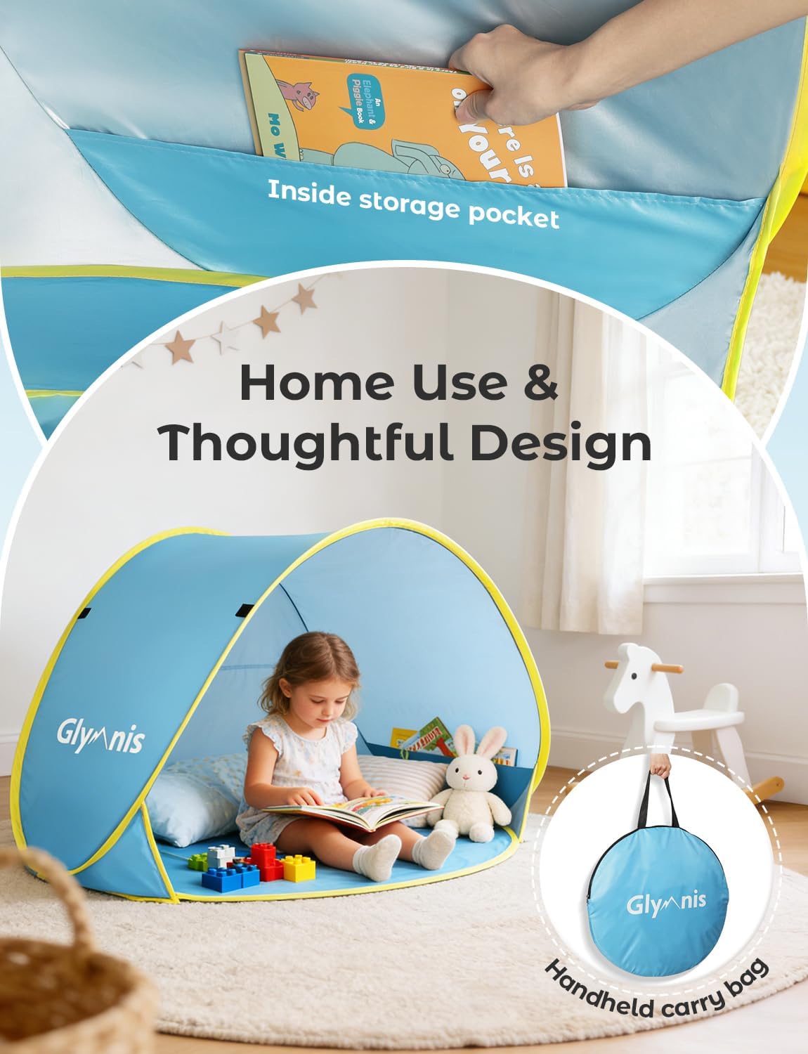 Thumbnail 2 de Glymnis Pop Up Baby Beach Tent with Mini Pool, Portable UV Protection Sun Shelter (UPF 50+)