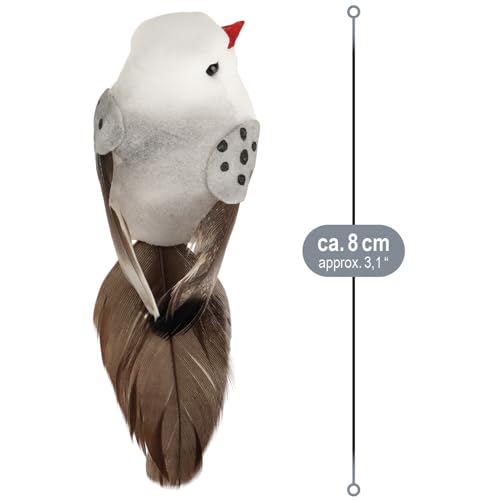 Thumbnail 1 de com-four 12x Pájaros Decorativos - juego mixto 02 (12 piezas) con clips de metal y plumas, 4 colores brillantes