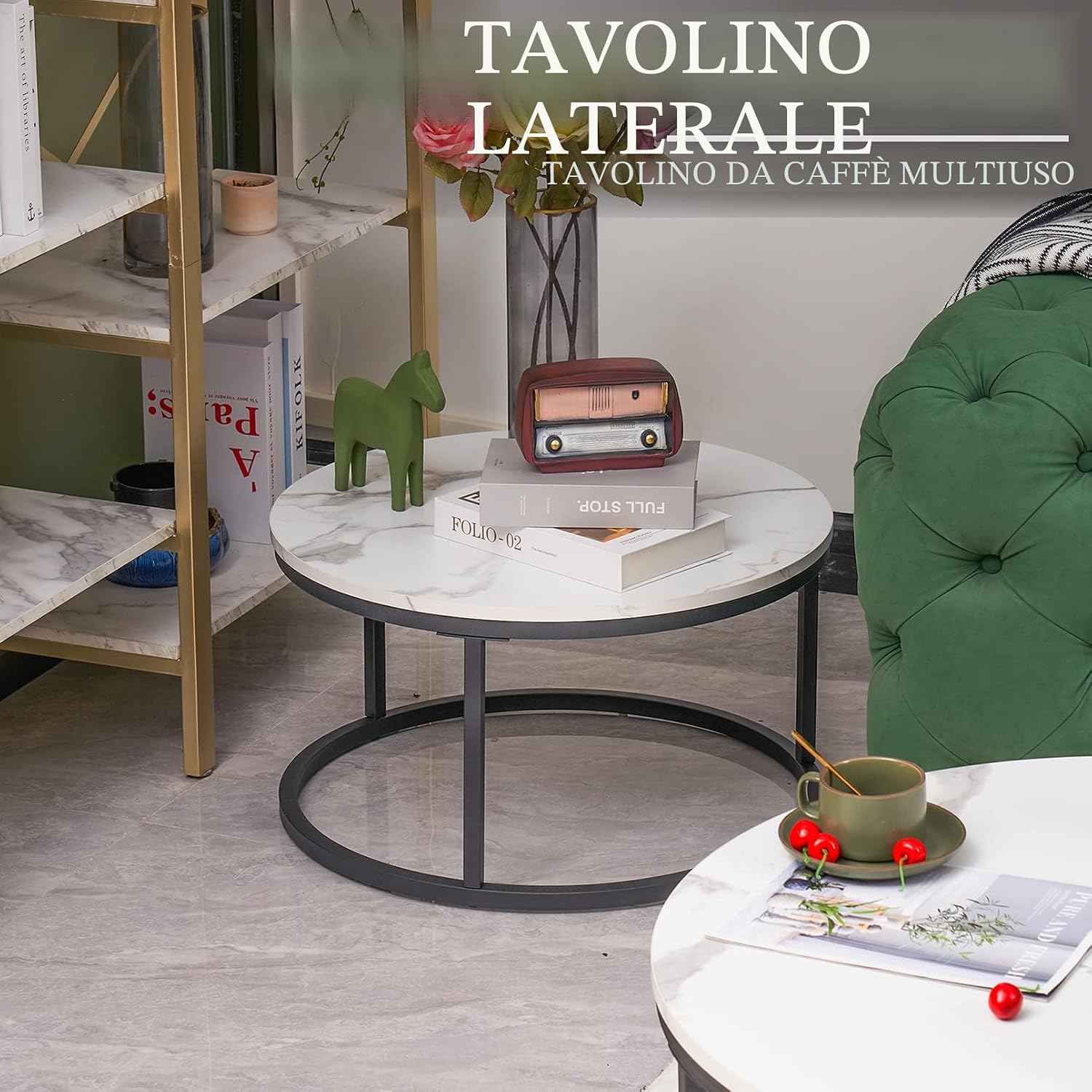 Thumbnail 3 de Soayone Set tavolini rotondi marmo bianco 80/60 cm