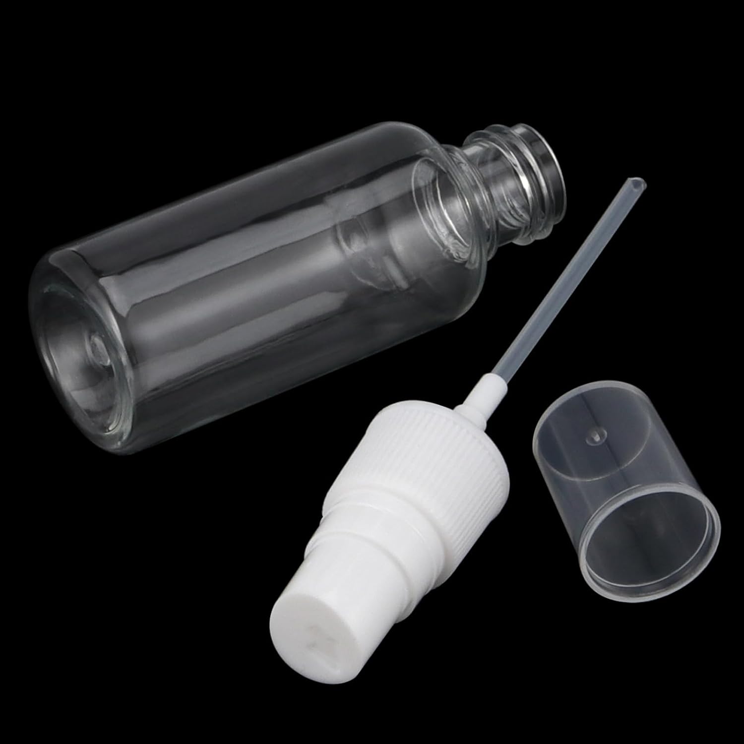 Detalle 2 de MOUYAT 50 Pack 60ml Clear PET Spray Bottles – Fine Mist, Refillable with Funnels and Labels
