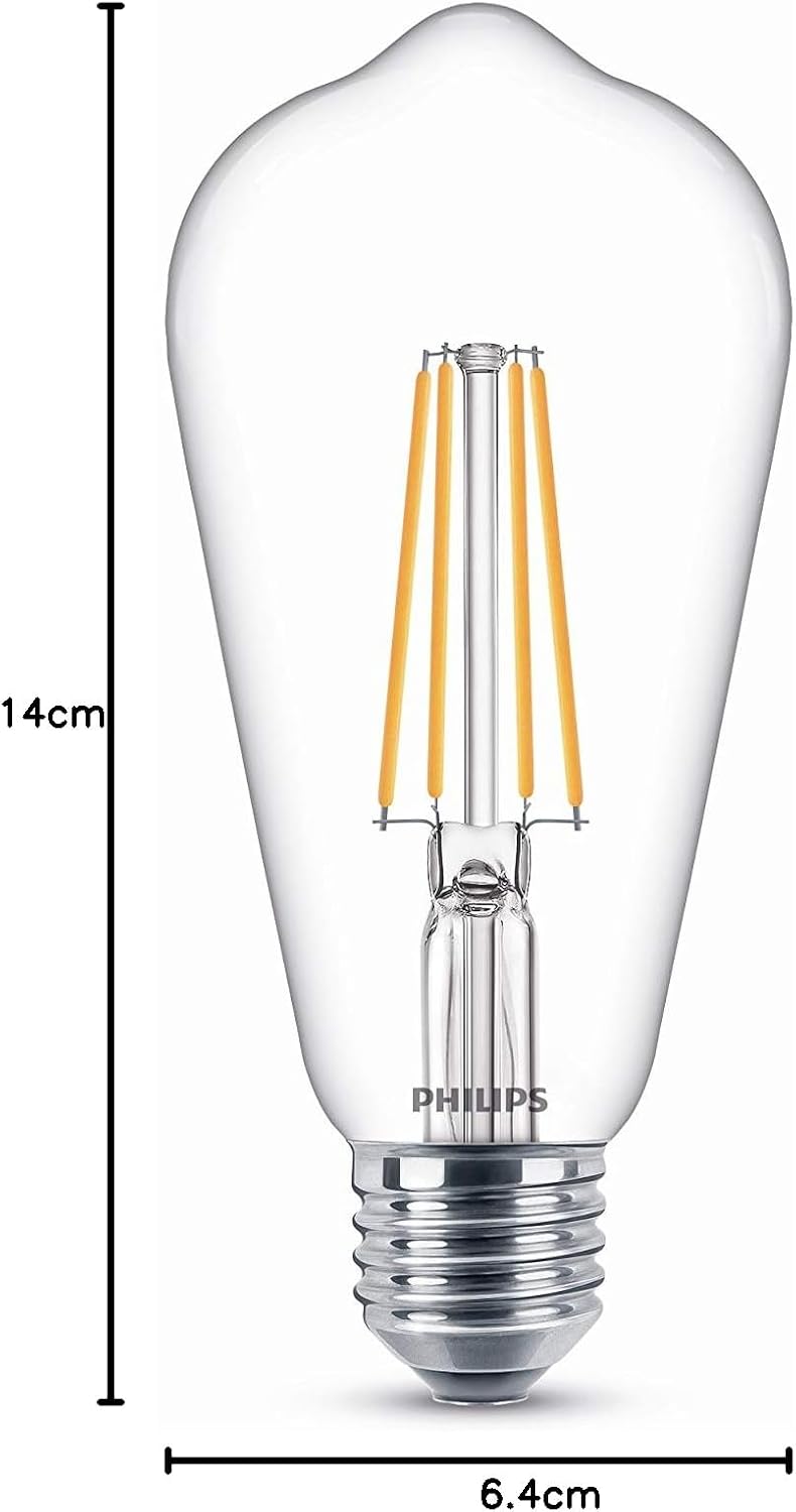 Detalle de Philips - Bombilla LED E27 60W luz blanca cálida