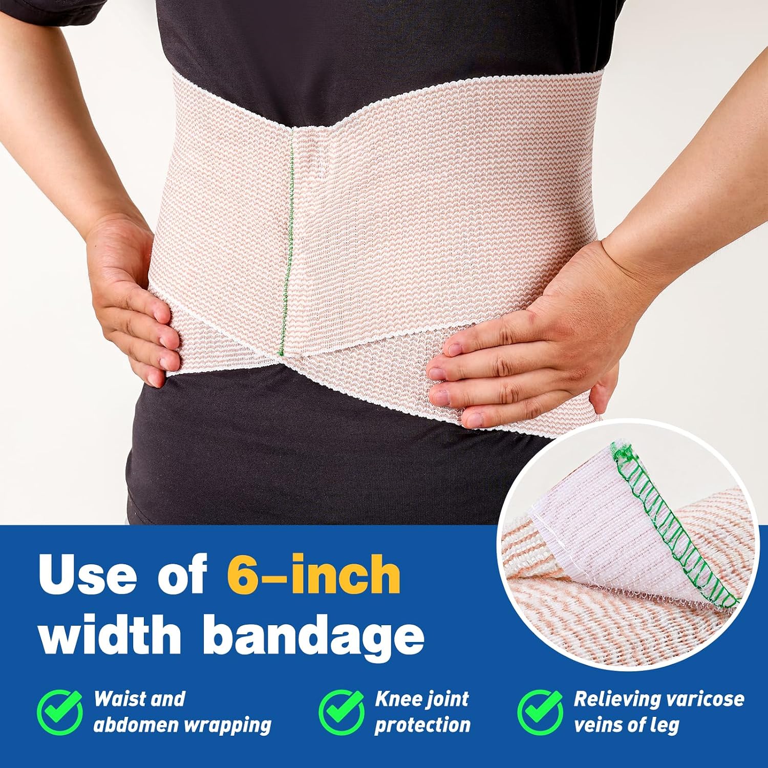 Detalle de AZEN Premium 8-Pack Elastic Bandage Wraps, Latex-Free, Four Widths