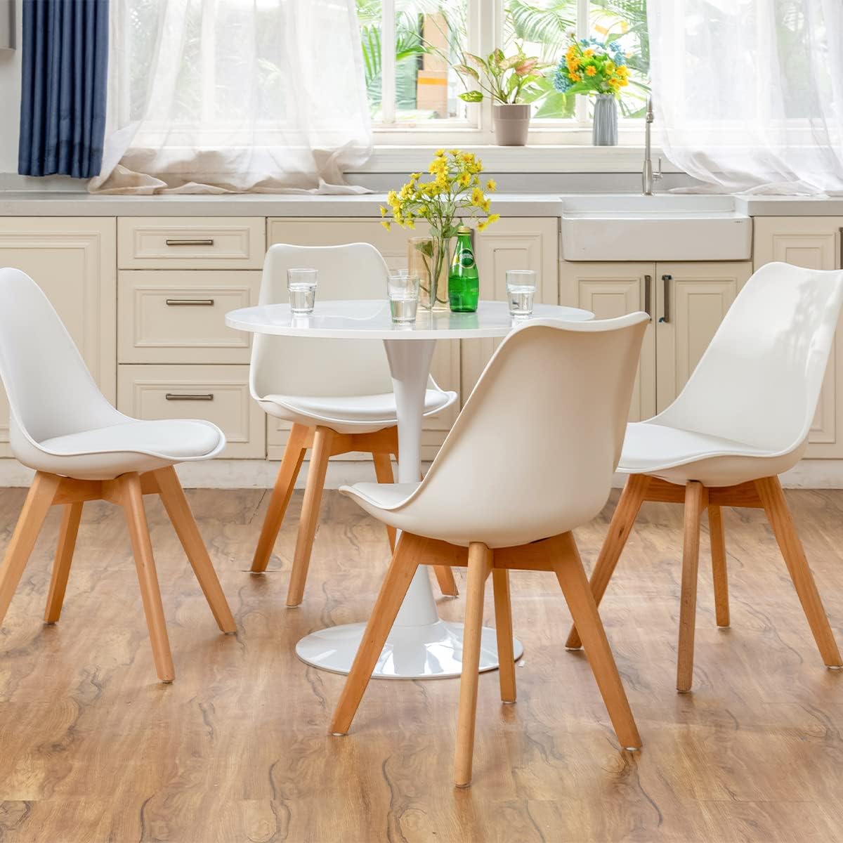 Thumbnail 1 de MEUBLE COSY Tavolo da Pranzo Rotondo 80x80x73 cm stile scandinavo, struttura in metallo bianco (fino a 4 persone)