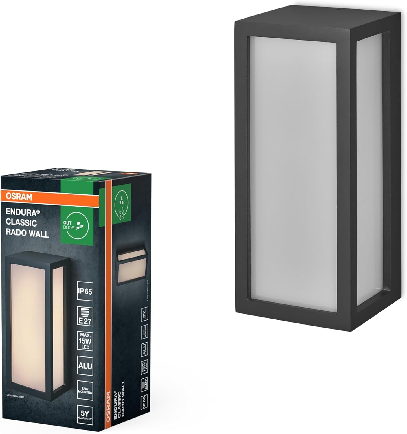 Detalle de OSRAM Lampada da esterno ENDURA CLASSIC RADO: lampada da parete E27 in alluminio, grado IP65