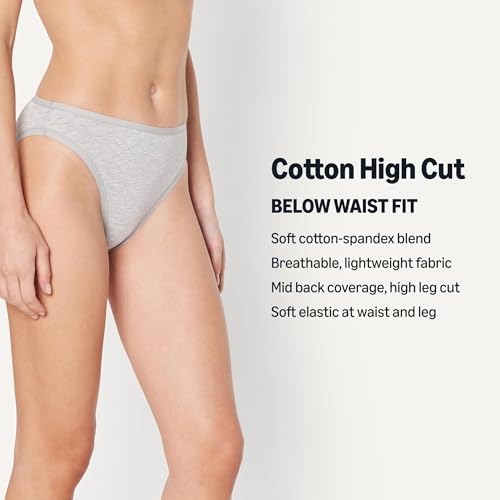 Thumbnail 1 de Amazon Essentials Slip Bikini a Taglio Alto in Cotone Elasticizzato Donna – Confezione da 6 Grigio Mélange, 46