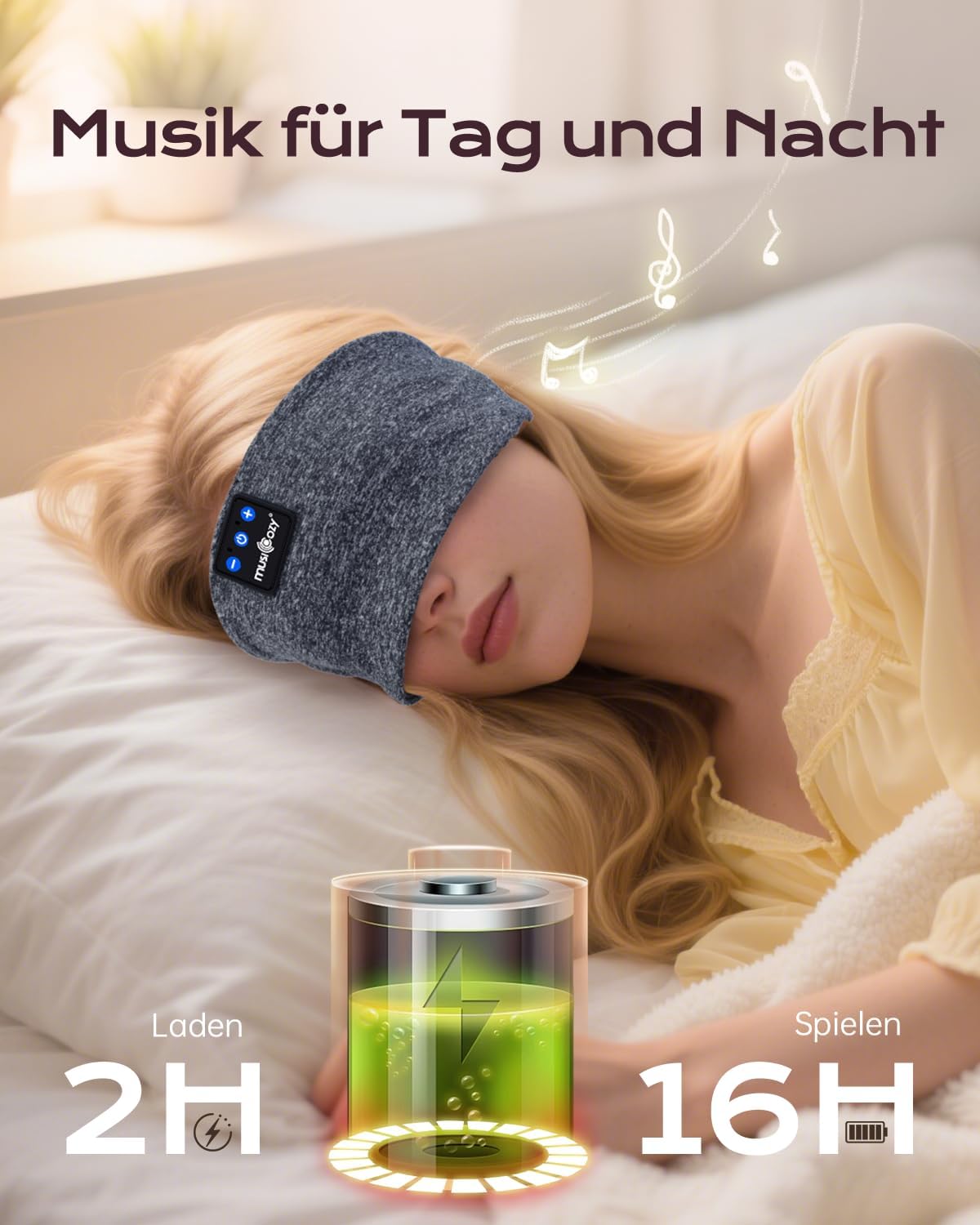 Thumbnail 2 de MUSICOZY Schlafkopfhörer Bluetooth – 5-in-1 Stirnband-Kopfhörer mit bis zu 16 Stunden Laufzeit