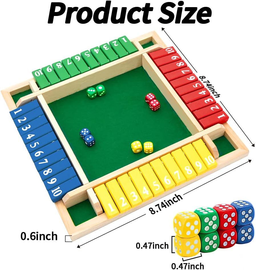 Detalle 2 de Nicecho Shut The Box 8.74in Wooden Game 🎲