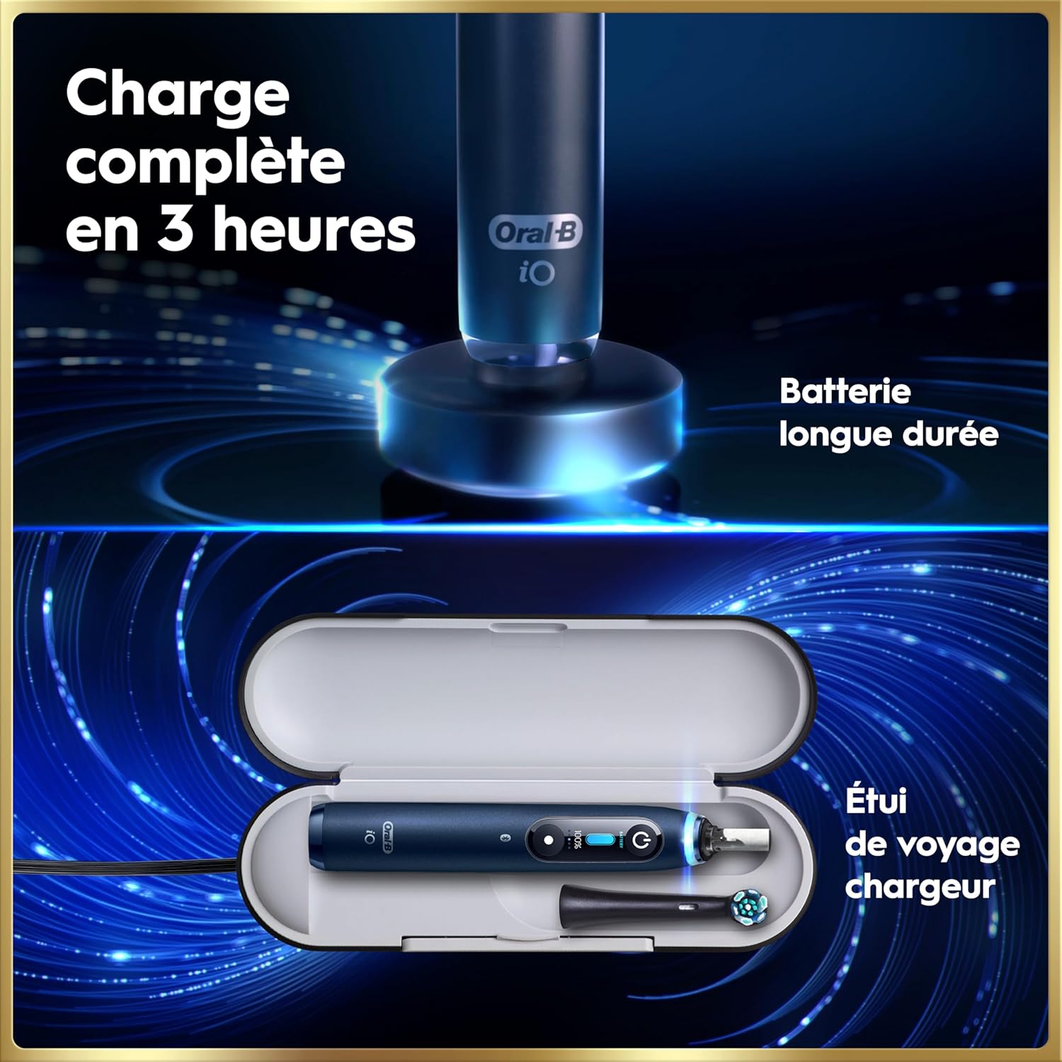 Detalle de Oral-B iO 9 Bleu Saphir – brosse à dents électrique connectée avec 7 modes et écran interactif