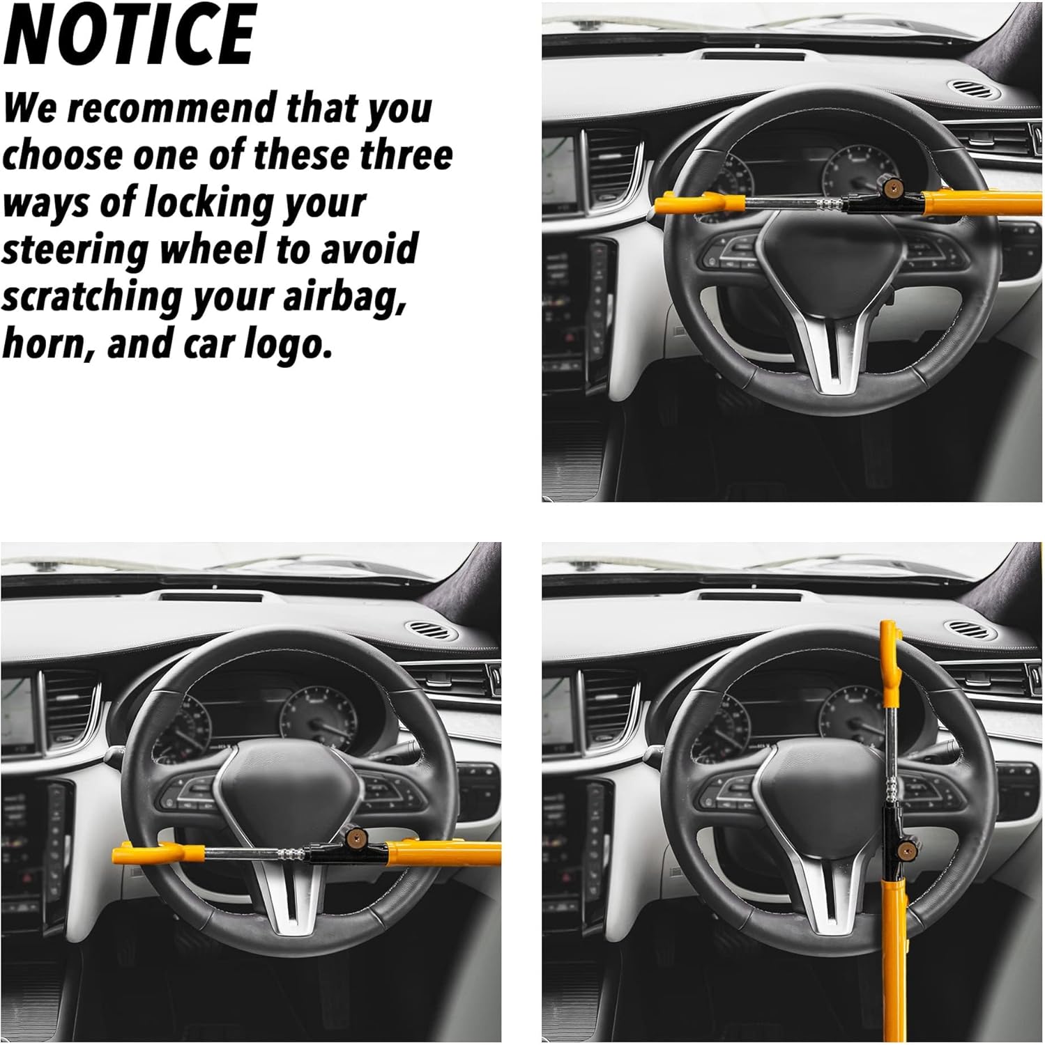 Detalle de CARTMAN Vehicle Steering Wheel Lock 7-15.7 in