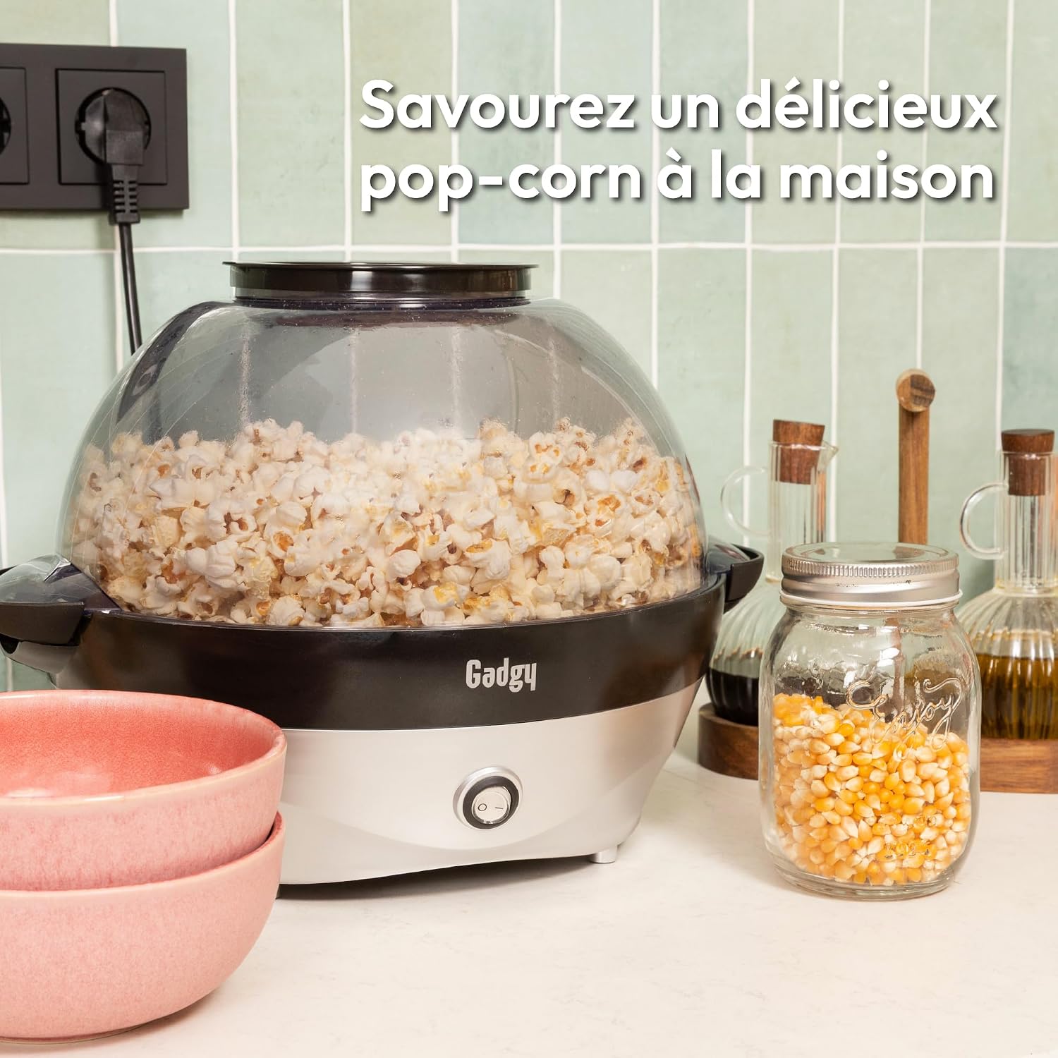 Detalle de Gadgy Machine à Popcorn – Appareil Électrique 800W, 5L pour la Maison et les Soirées Cinéma
