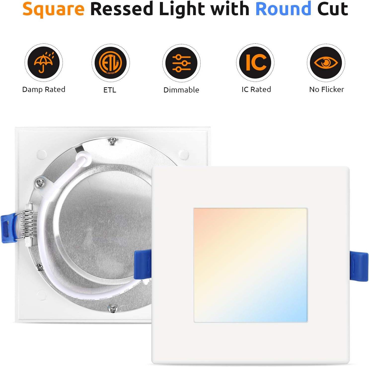 Detalle de HONZIN 4-Inch Square LED Recessed Lights