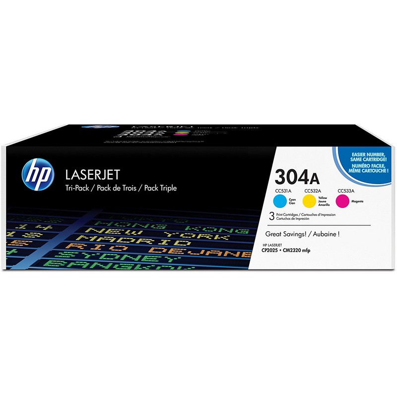 Detalle de HP Pack Ahorro 3 cartuchos 304A Amarillo/Magenta/Cian 🖨