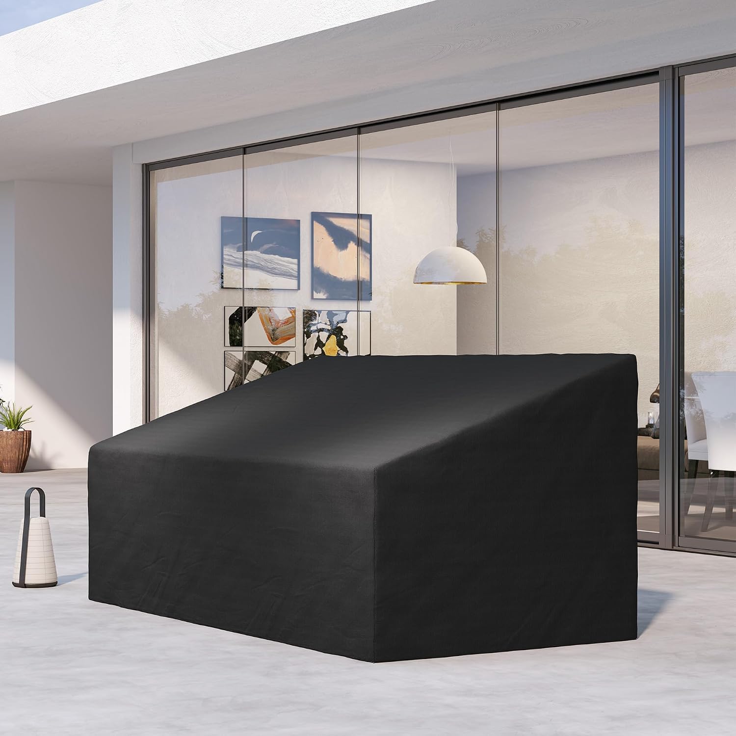 Detalle de Outsunny 84B-237V00BK 3-Seater Sofa Cover, 600D Oxford Cloth, Waterproof