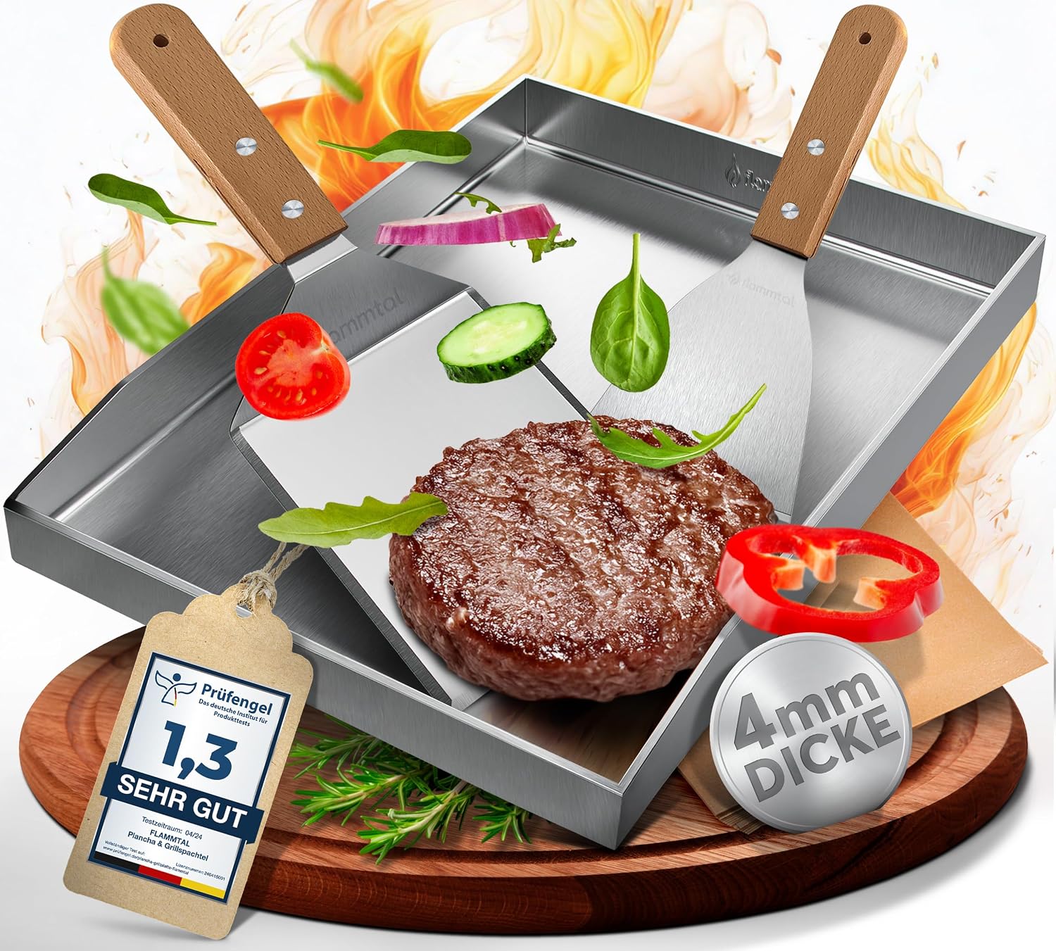 Imagen de flammtal Grillplatte Edelstahl 40x30 cm en OfertitasTOP