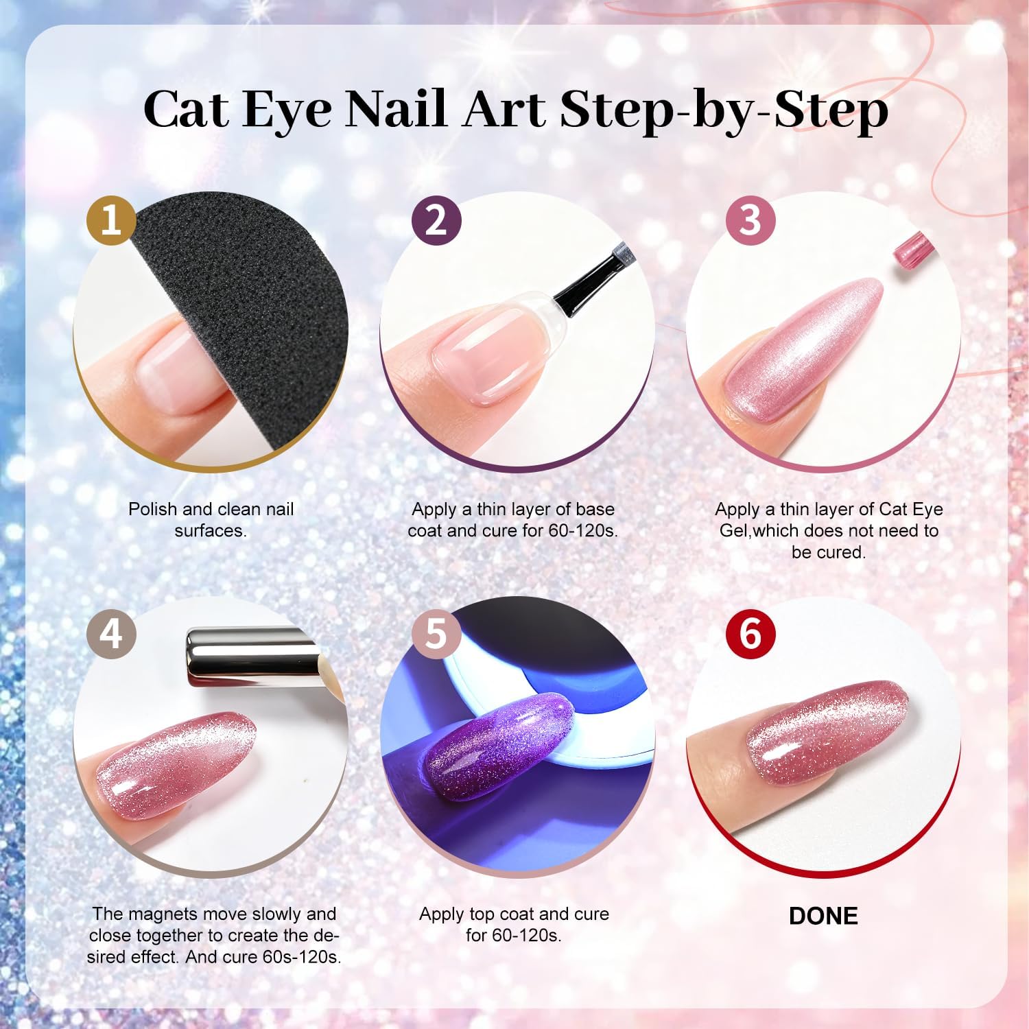 Thumbnail 6 de Cat Eye Gel set di smalti per unghie con magnete: 10 colori ad effetto occhio di gatto