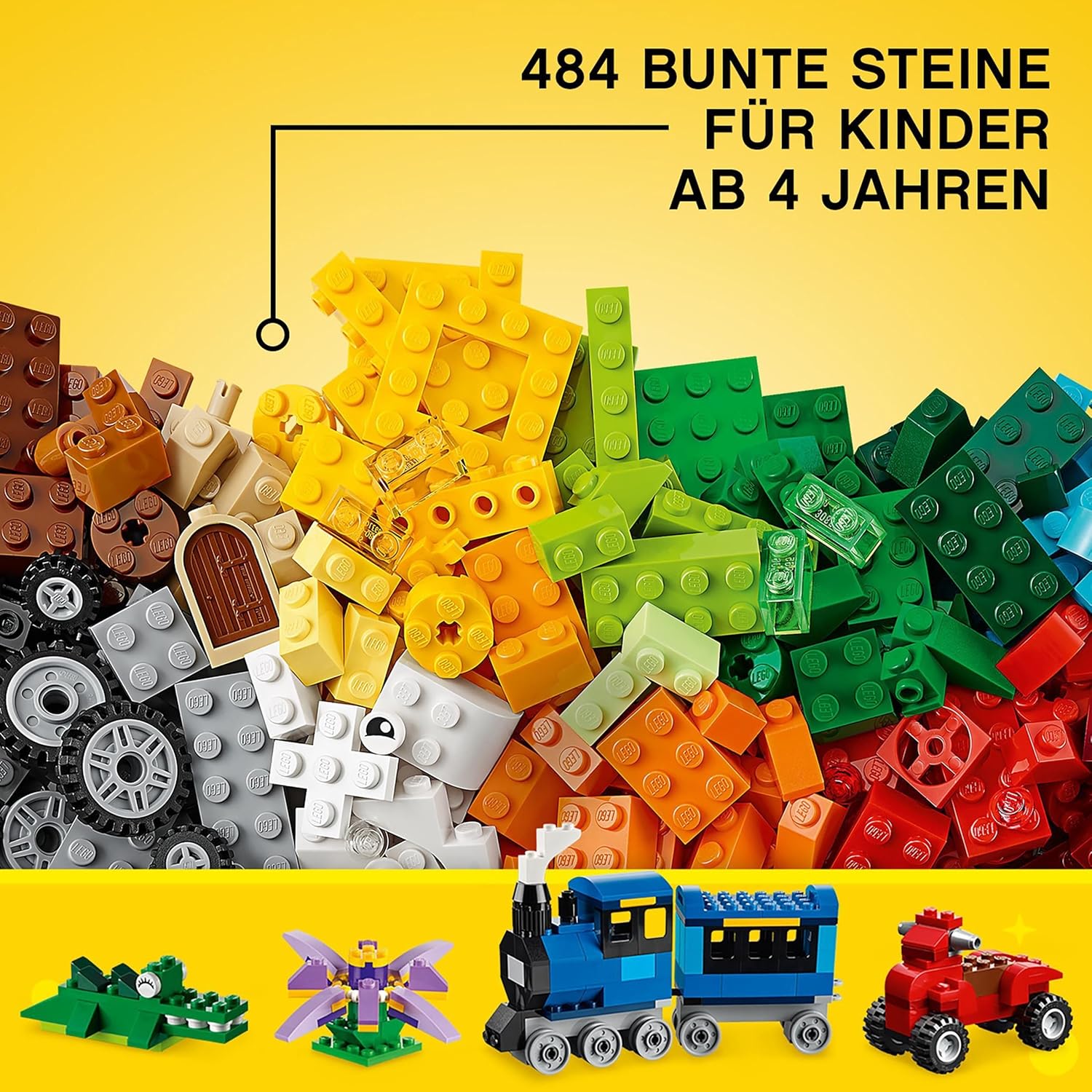 Thumbnail 2 de Lego Classic Boîte de briques de construction + plaques vertes, bleues et blanches – kit de démarrage 4 ans et plus