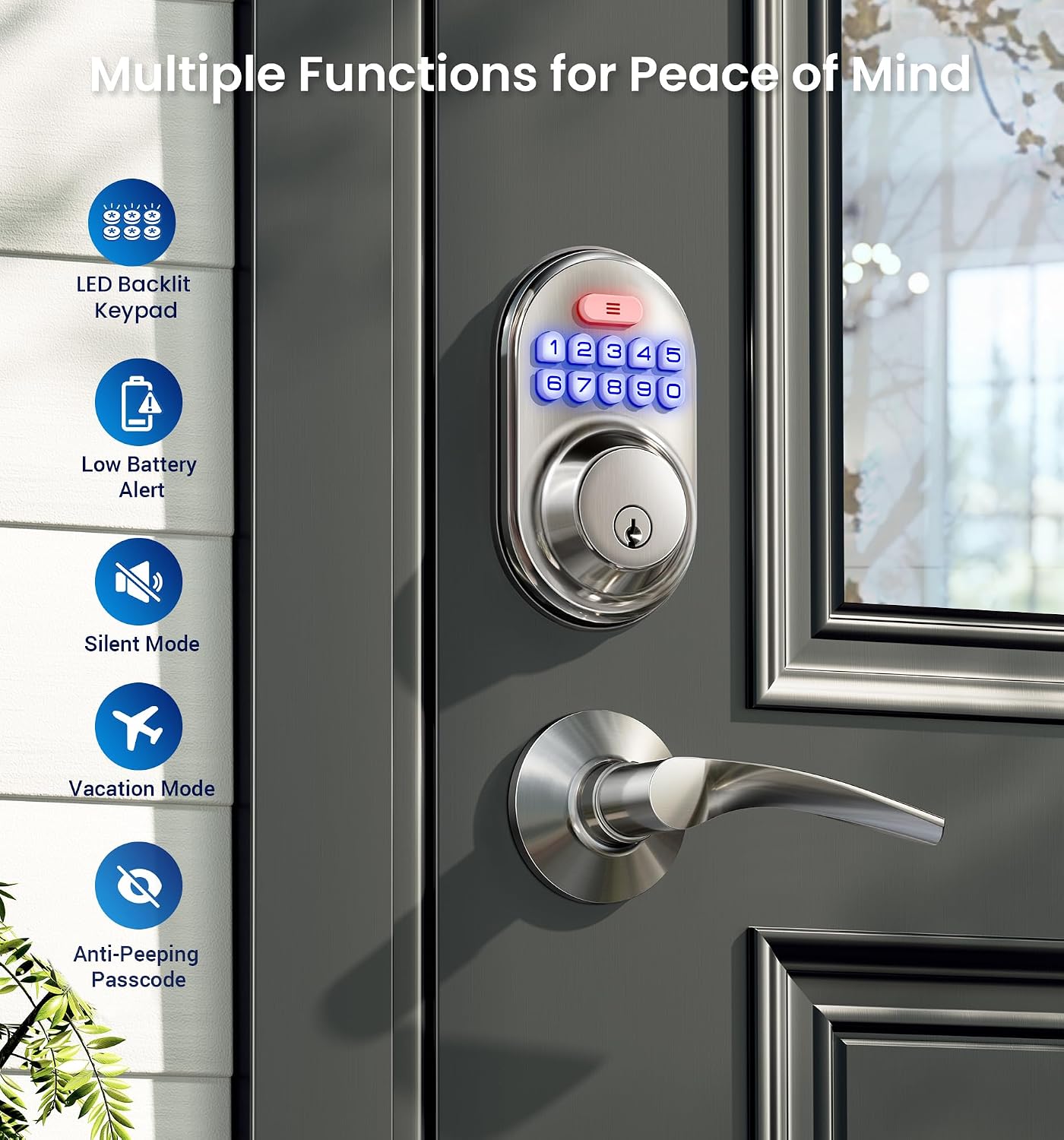 Detalle de Veise Keyless Entry Door Lock, Satin Nickel