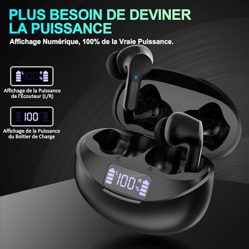 Thumbnail 6 de Cervanta écouteurs Bluetooth 5.3 sans fil, écran LED, 35 h, USB-C