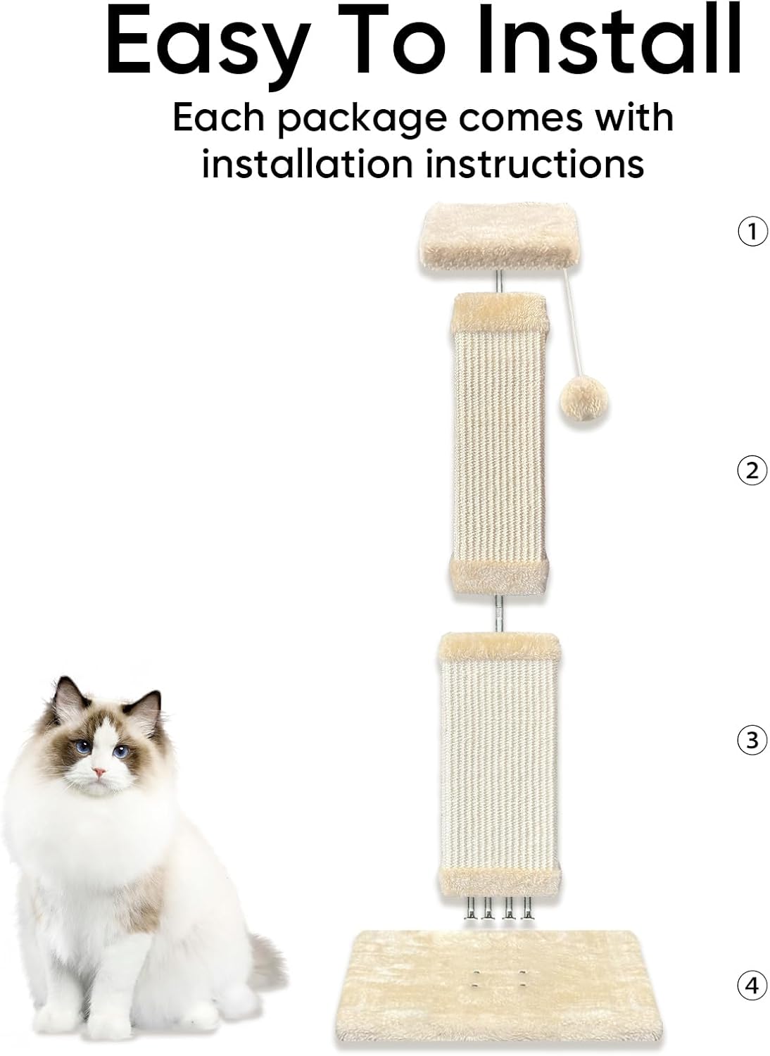 Thumbnail 3 de AGYM Cat Scratching Post for Large Cats (81cm) – Sturdy Sisal Post for Indoor Cats