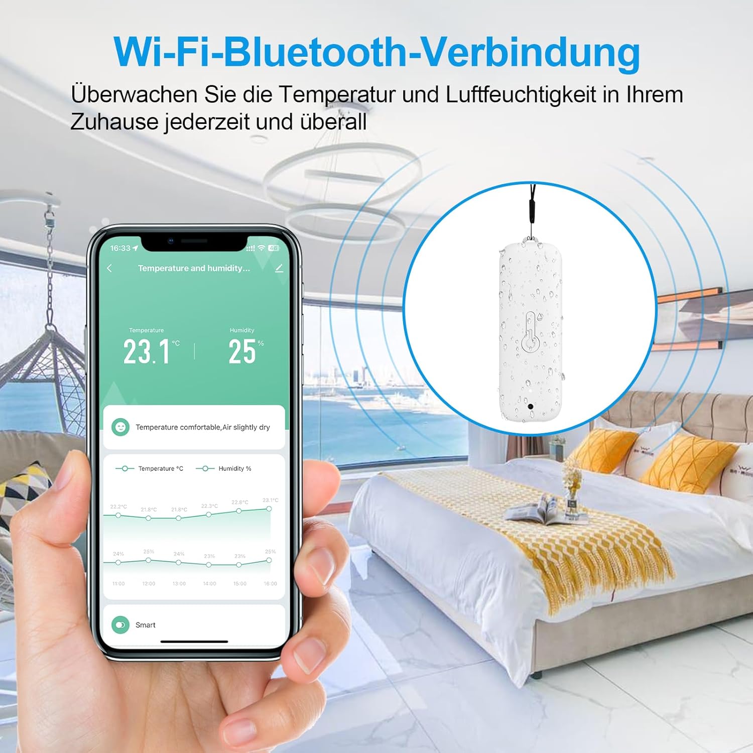 Thumbnail 1 de WIOONI 2er-Set WLAN Thermometer & Hygrometer (WiFi, Smart Life/Tuya-kompatibel) für Gewächshaus, Kühlschrank & Co.