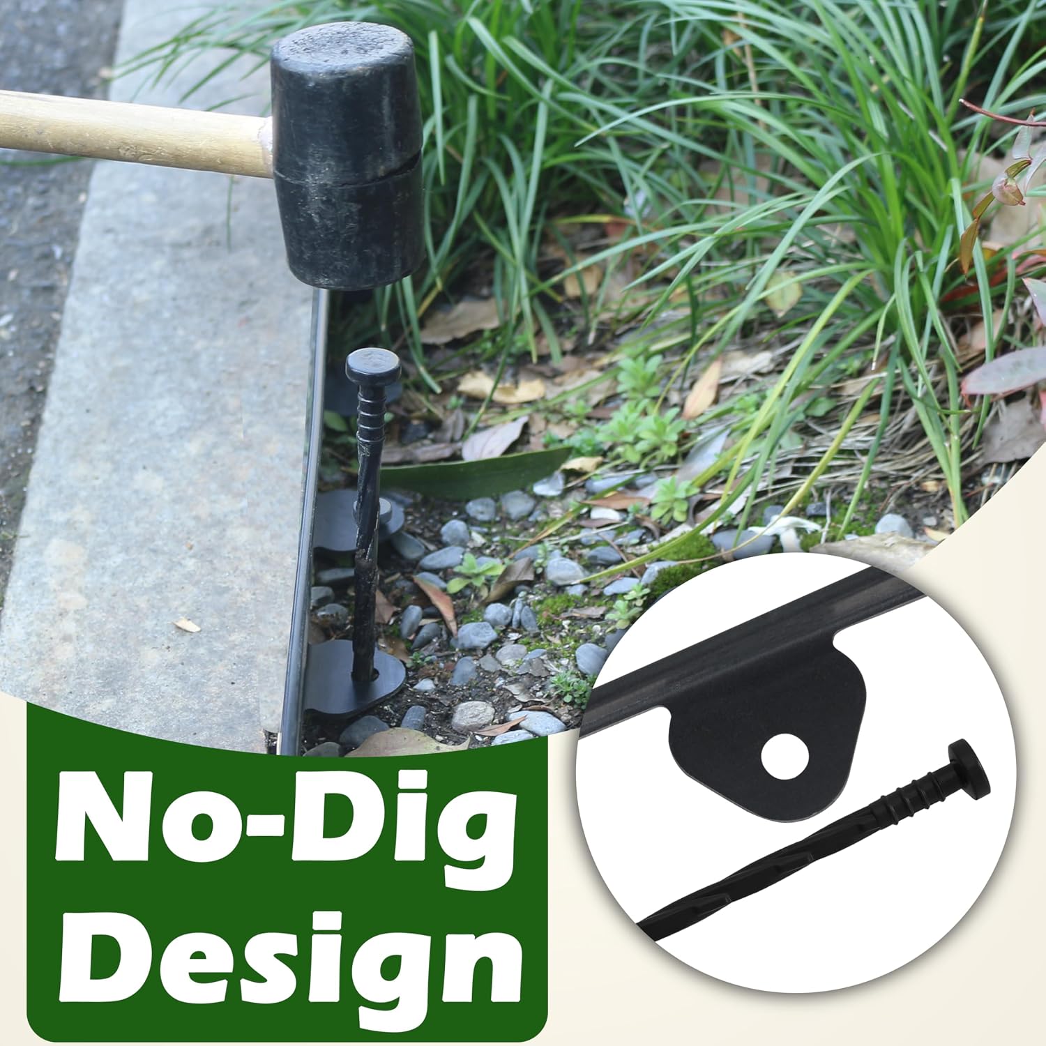 Detalle 2 de Gardzen GGE-E5 Landscape Edging, 60-Foot x 3-Inch Border with 60 Spikes