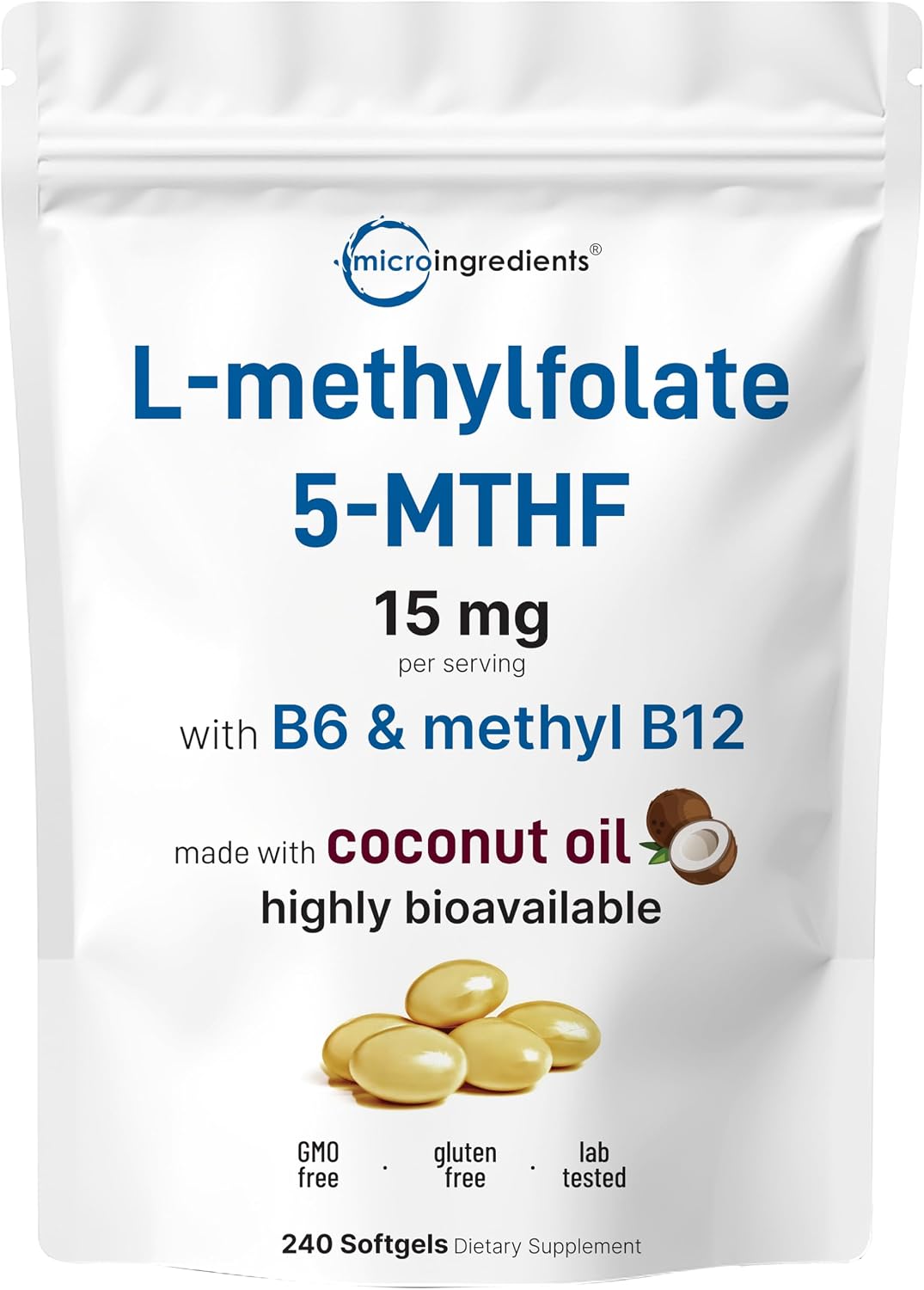 Detalle de Micro Ingredients Methylfolate Softgels, 240 Count