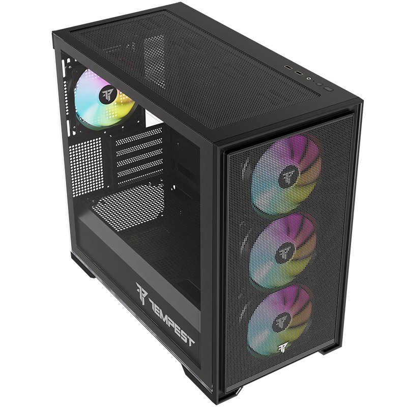 Detalle de Tempest Stronghold ARGB M-ATX Cristal Templado USB 3.0 Negra 🖥