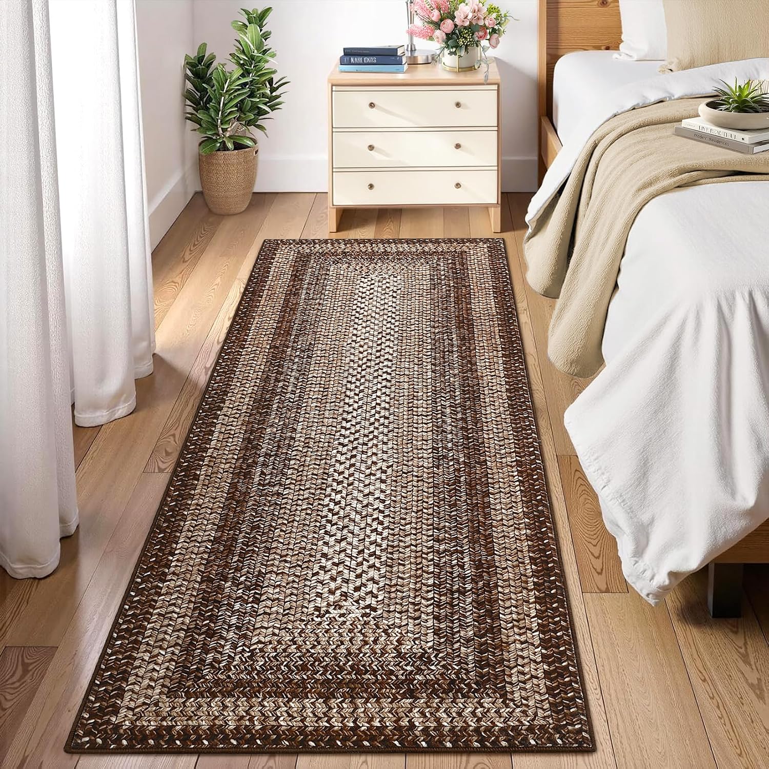 Detalle 2 de RUGSREAL 2' x 10' Washable Runner Rug with Printed Braided Pattern