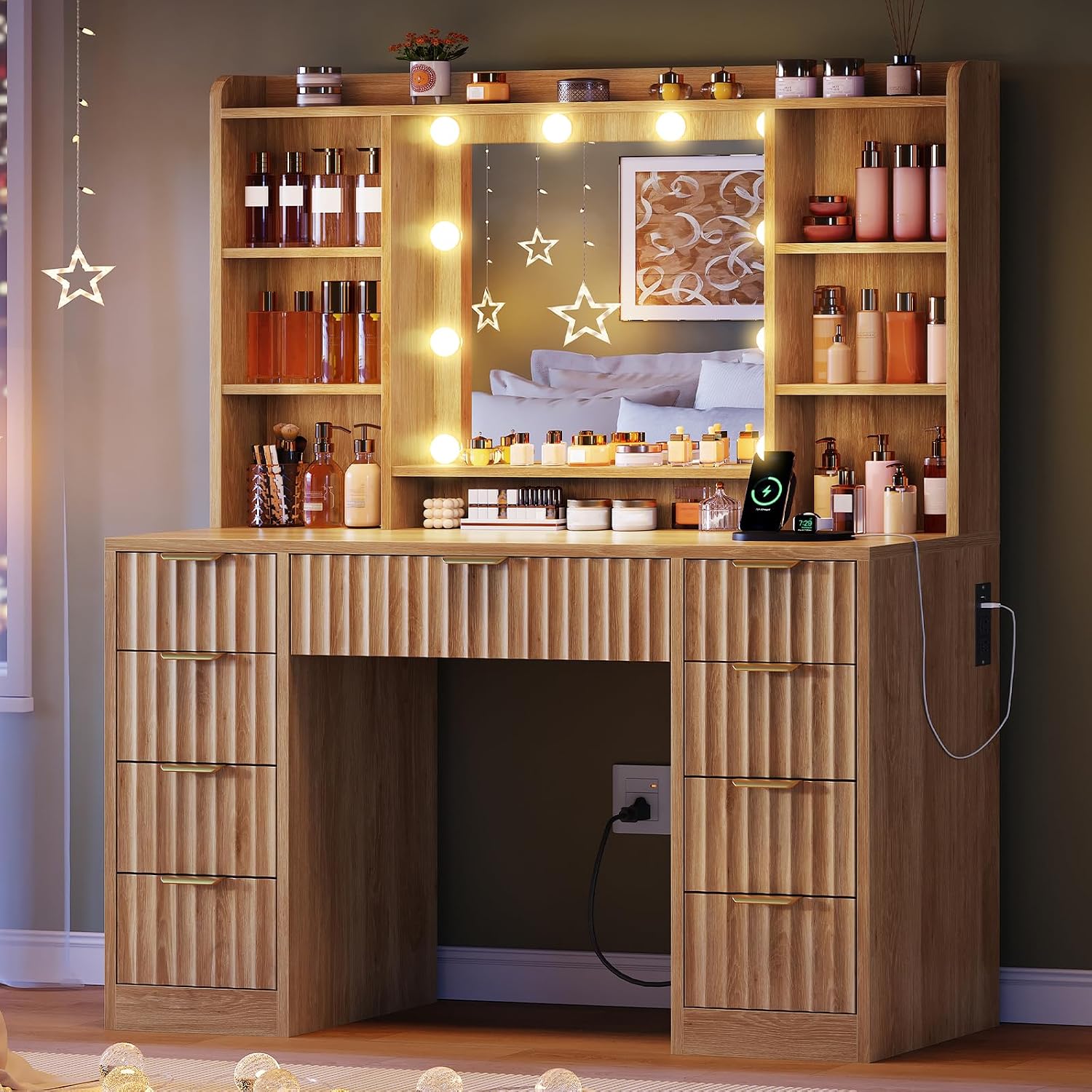 Thumbnail 6 de FIONESO Vanity Desk with 9 Drawers