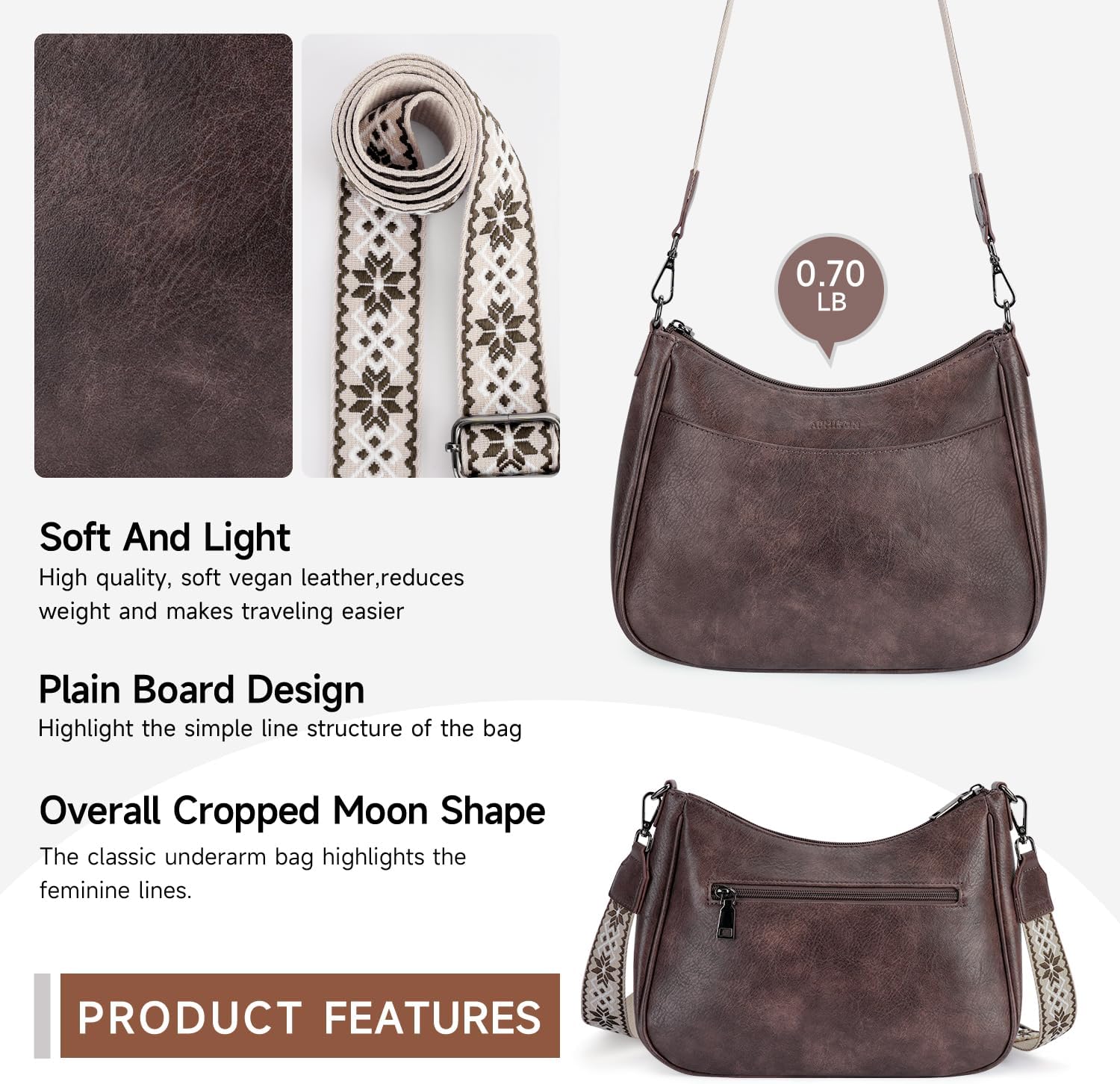 Thumbnail 2 de APHISON Klein Umhängetasche Damen Crossbody Bag aus veganem Leder, blau