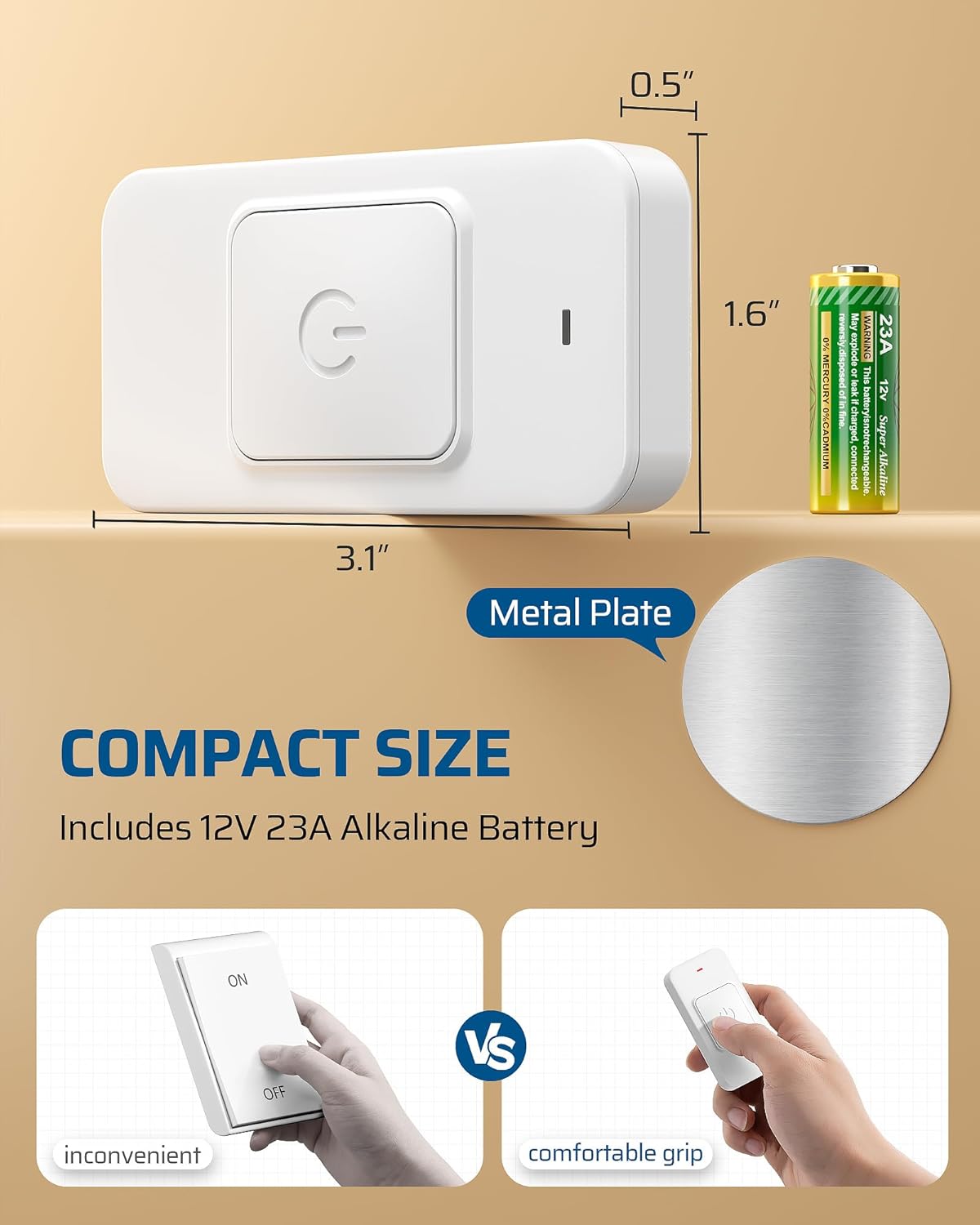 Detalle de DEWENWILS Interrupteur Sans Fil 230 V avec Récepteur – Contrôle pratique pour lampes et ventilateurs
