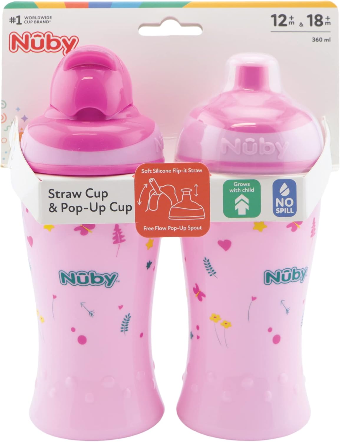 Thumbnail 3 de Nuby 2 Pack Bottiglie 360 ml rosa